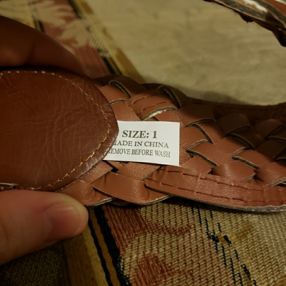 Woven vegan leather and lace belt w/ large buckle - Picture 3 of 3